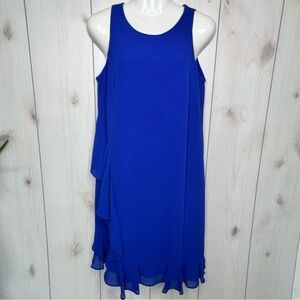 Vince Camuto Blue Side Ruffle Sleeveless Dress 6